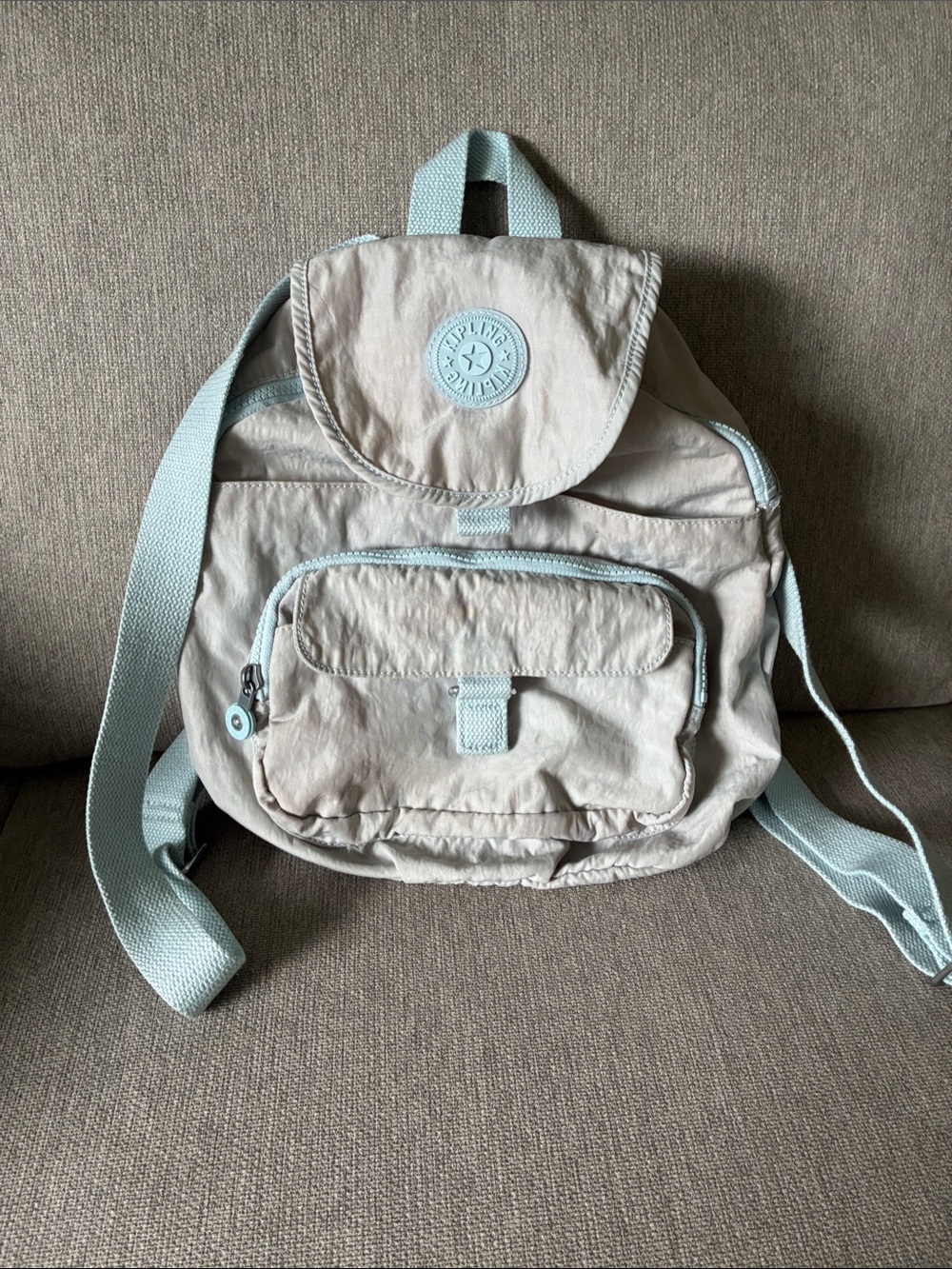 Kipling Live Light light blue Backpack with Blue Trim